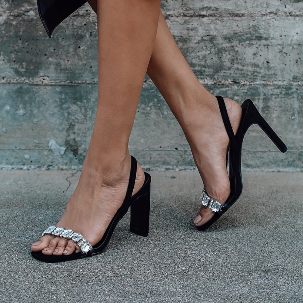 Lulus Suede Rhinestone Heels